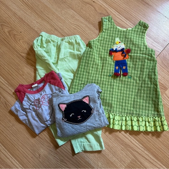 Girls lot 4T reversible scarecrow floral tunic cat and Minnie shirt bundle - Picture 1 of 16